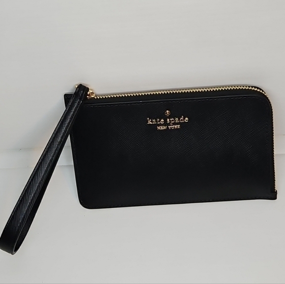 kate spade Handbags - Kate Spade Lucy Small Card Holder Wristlet Black Saffiano Leather NWOT